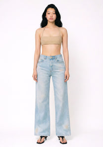 Low-Waisted Pants - Blue Denim