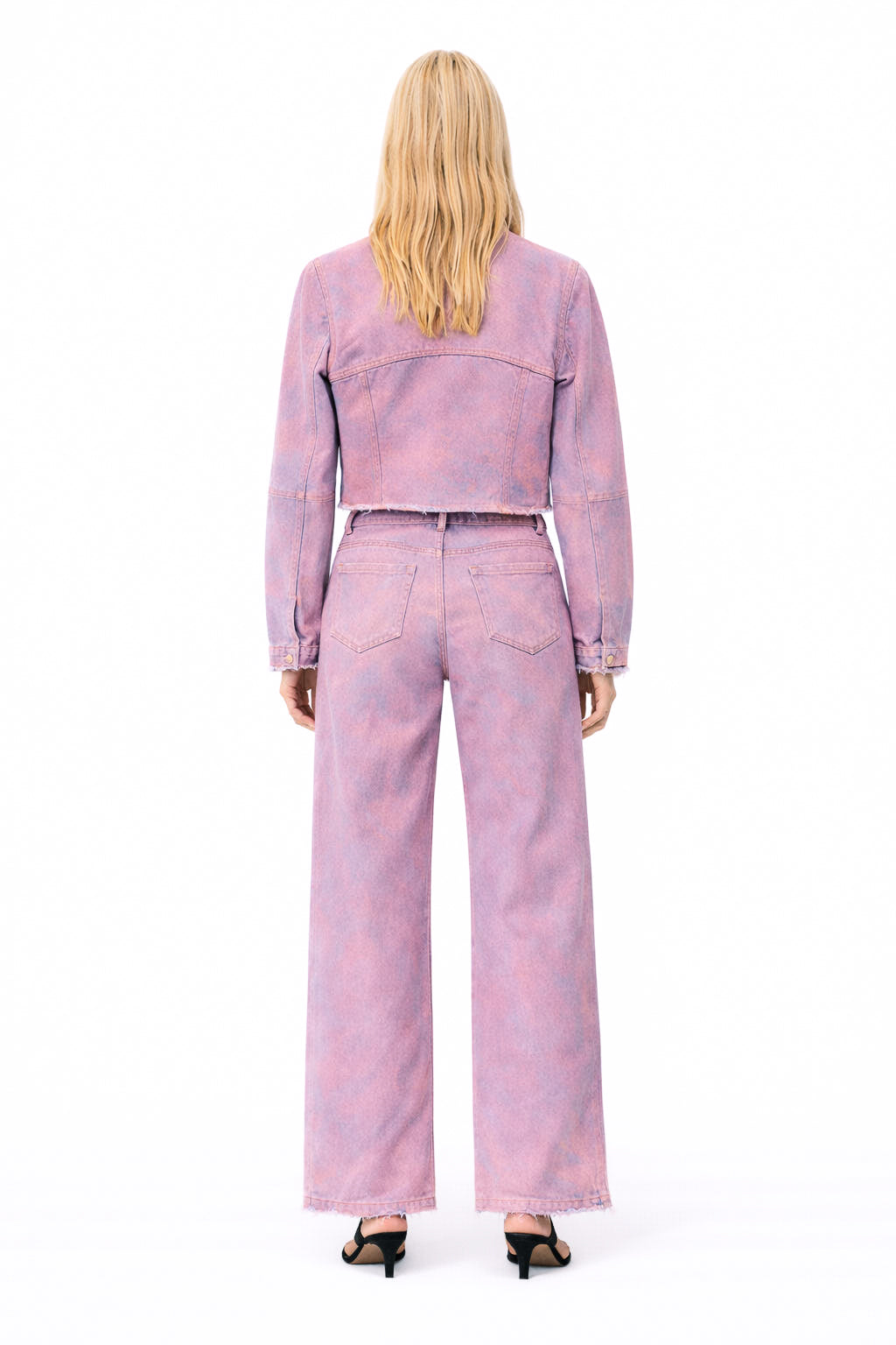 Regular-Waisted Pants - Pink Denim