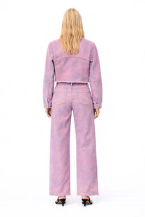 Regular-Waisted Pants - Pink Denim