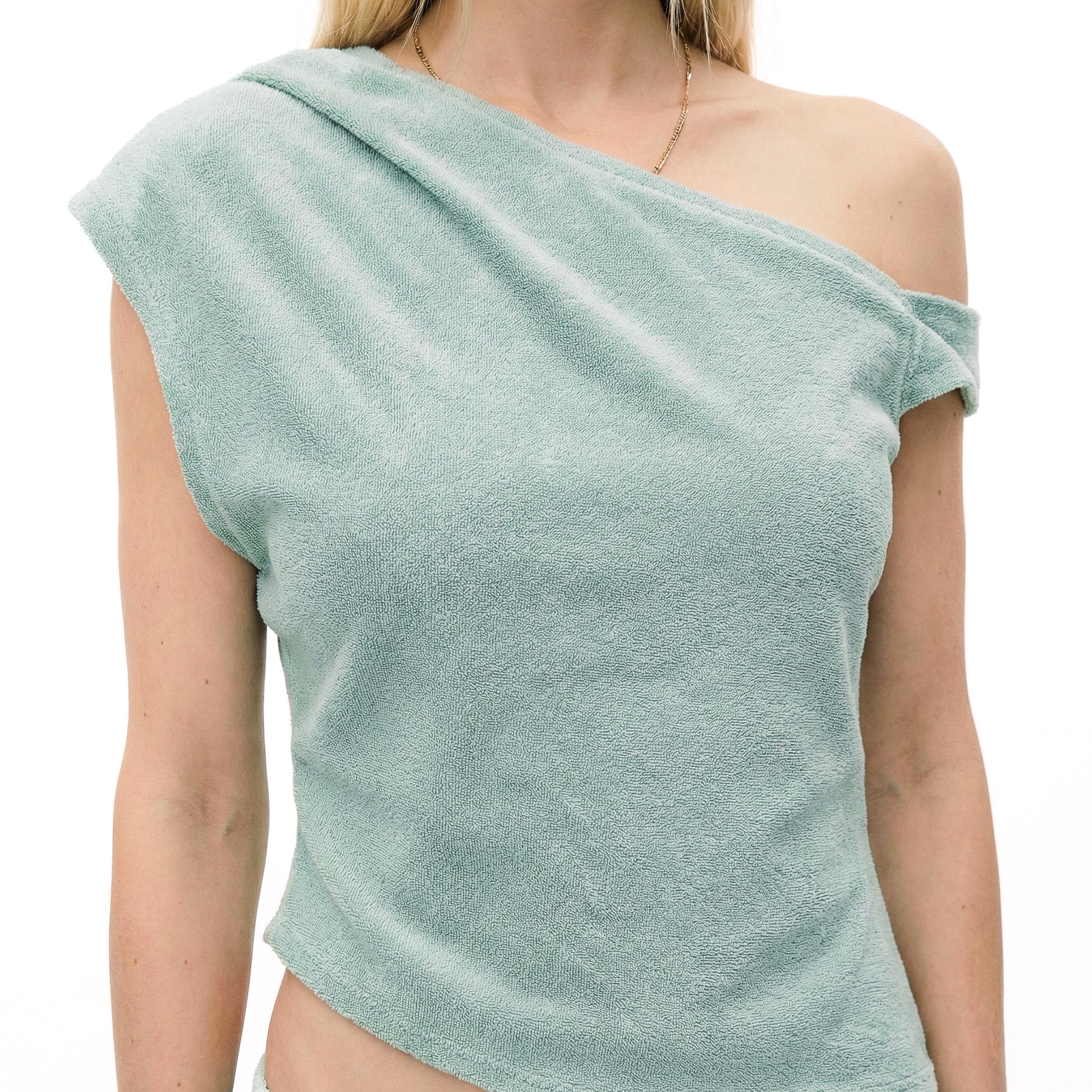 Asymmetrical Top - Towel - Green