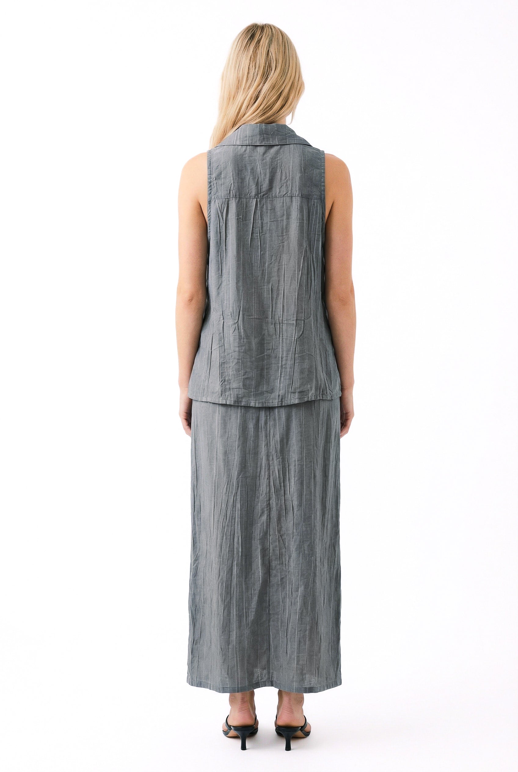 Jupe longue – Viscose texturée grise