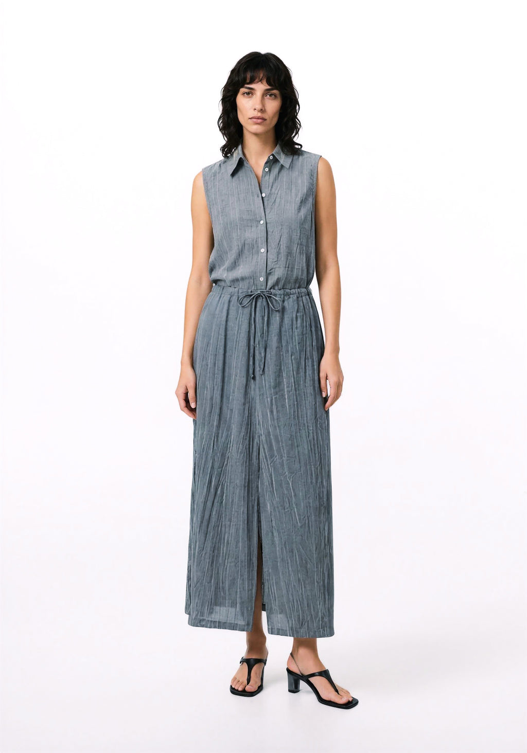 Long Skirt – Gray Textured Viscose
