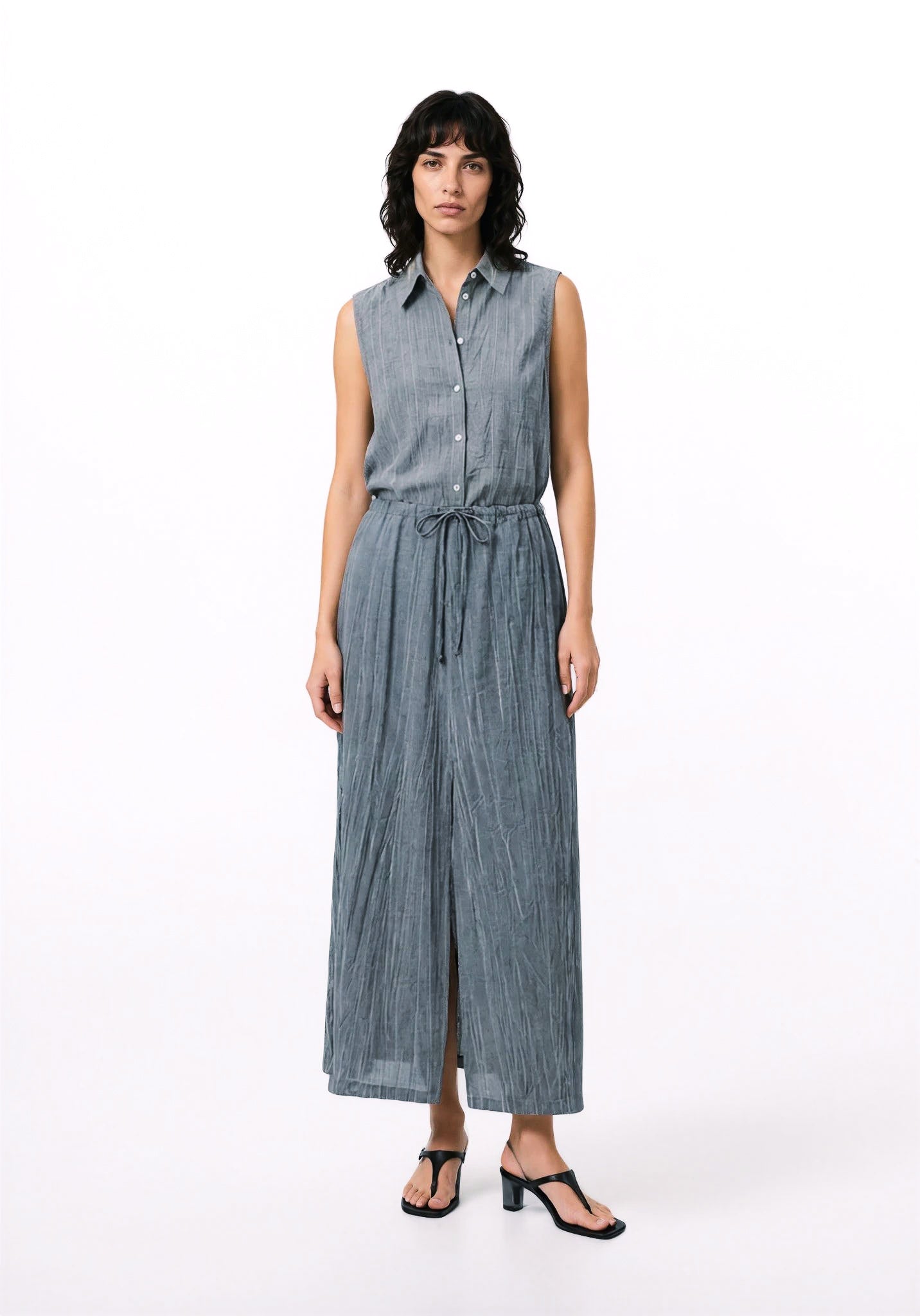 Jupe longue – Viscose texturée grise