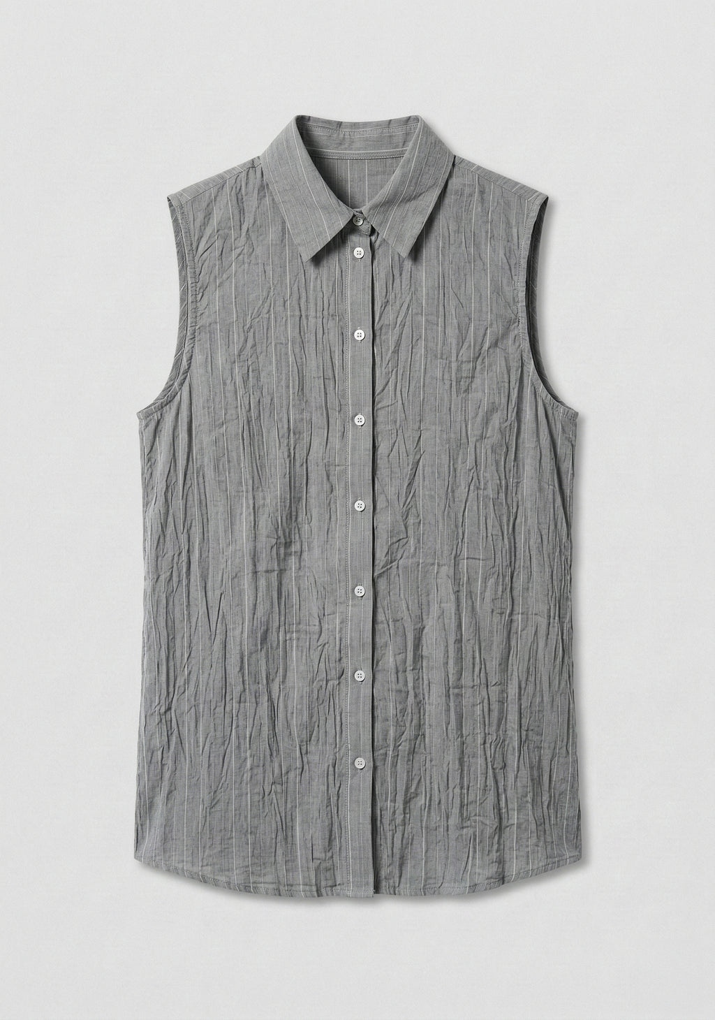 Sleeveless Shirt – Gray Textured Viscose