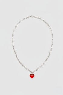 Heart Pendant Necklace Red
