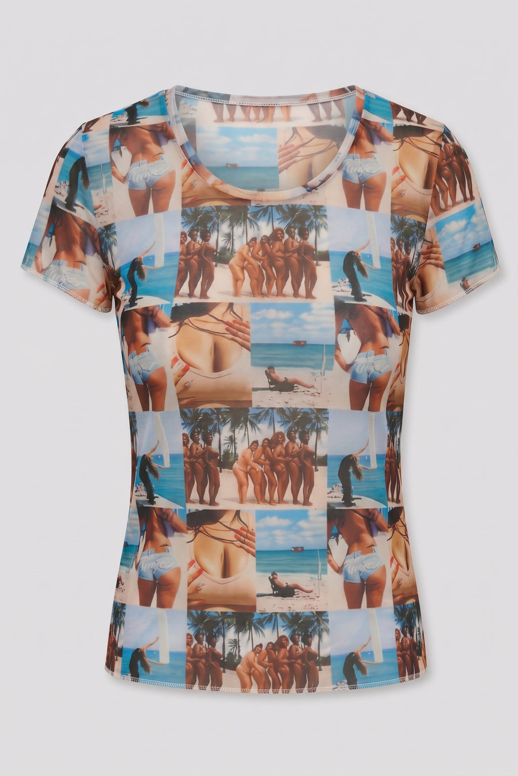 Alba Duque collage mesh T-shirt, Colmillo de Morsa capsule