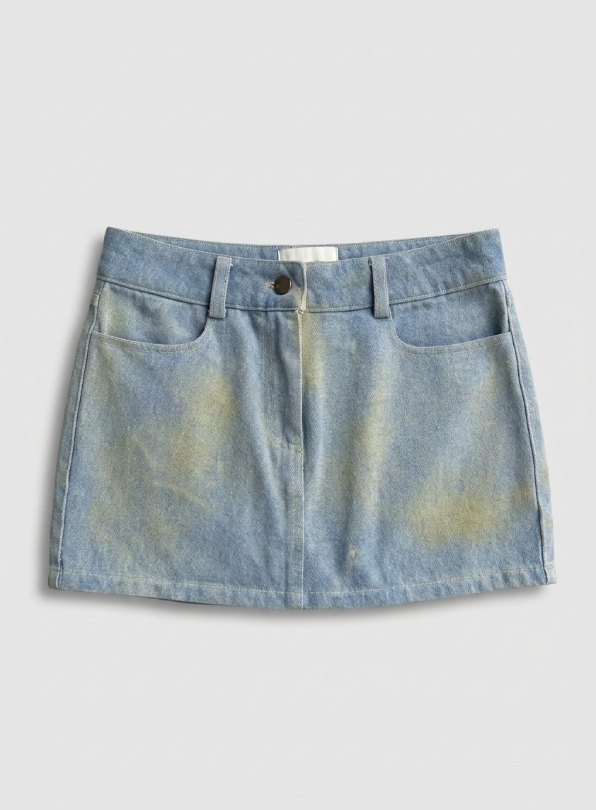 Sprayed Denim Mini Skirt
