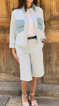Shirt Jacket – Striped Denim