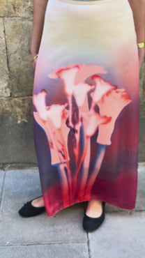 Bright Floral Long Printed Skirt