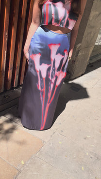 Dark Floral Long Printed Skirt